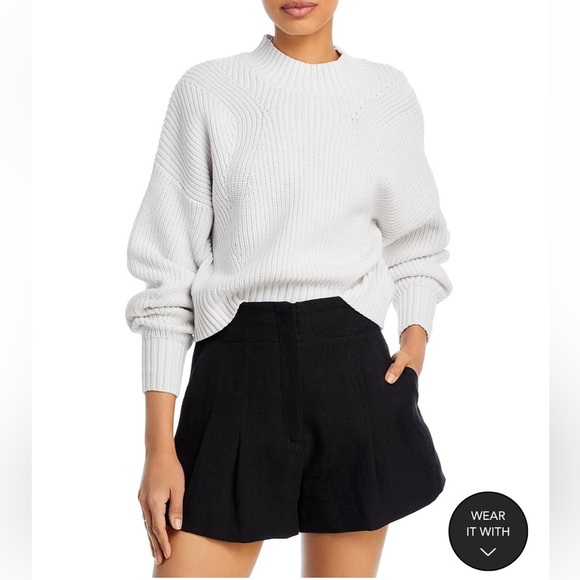 Aqua by Bloomingdale’s Mia Mock Neck Knit Sweater Women’s Medium White - Picture 1 of 11